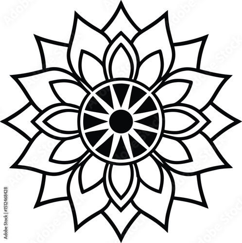 Intricate and Elegant Mandala Design in Black and White Patterns