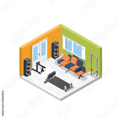 Home gym isometric design modern fitness room