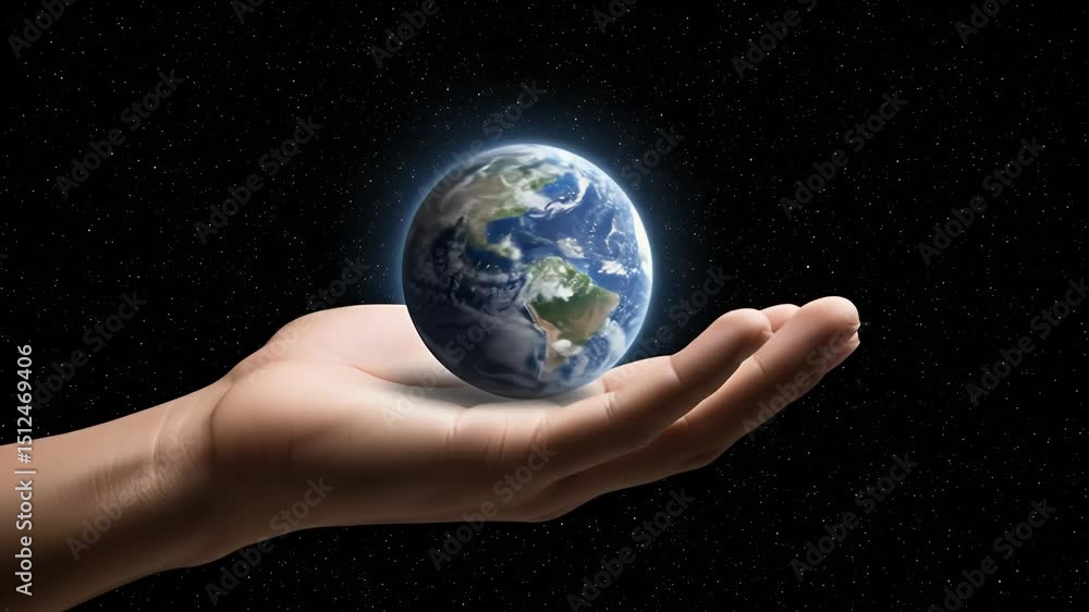 The Earth is held in a human hand. The Earth is held in a human hand.