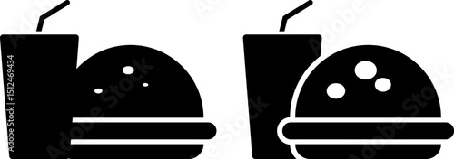 junk food icon set. drink signboard. featuring bread. hamburger sign.  unhealthy fast food symbol. Representing Poor Dietary Choices and Health Risks
