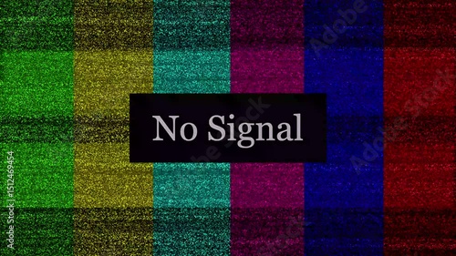 Static television screen displaying no signal with color bars and noise background abstract illustration