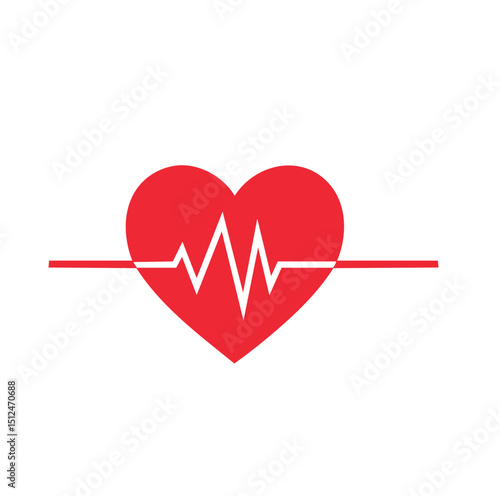 Red heart with heartbeat line graphic design
