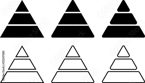 pyramid analysis report icon. Data Report and more. Growth Chart sign. Triangle symbol
