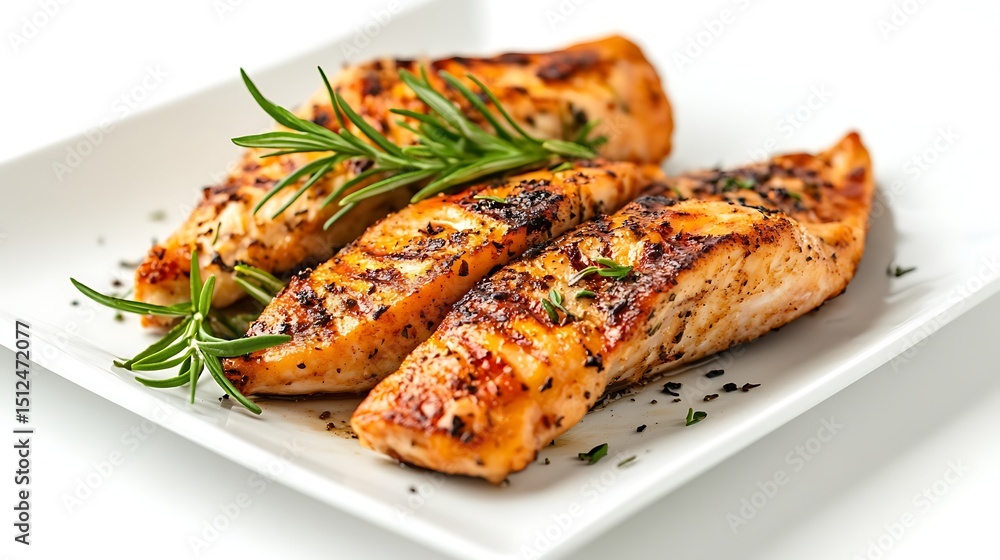 Broiled seasoned chicken isolated on white background. Generative Ai Broiled seasoned chicken isolated on white background. Generative Ai