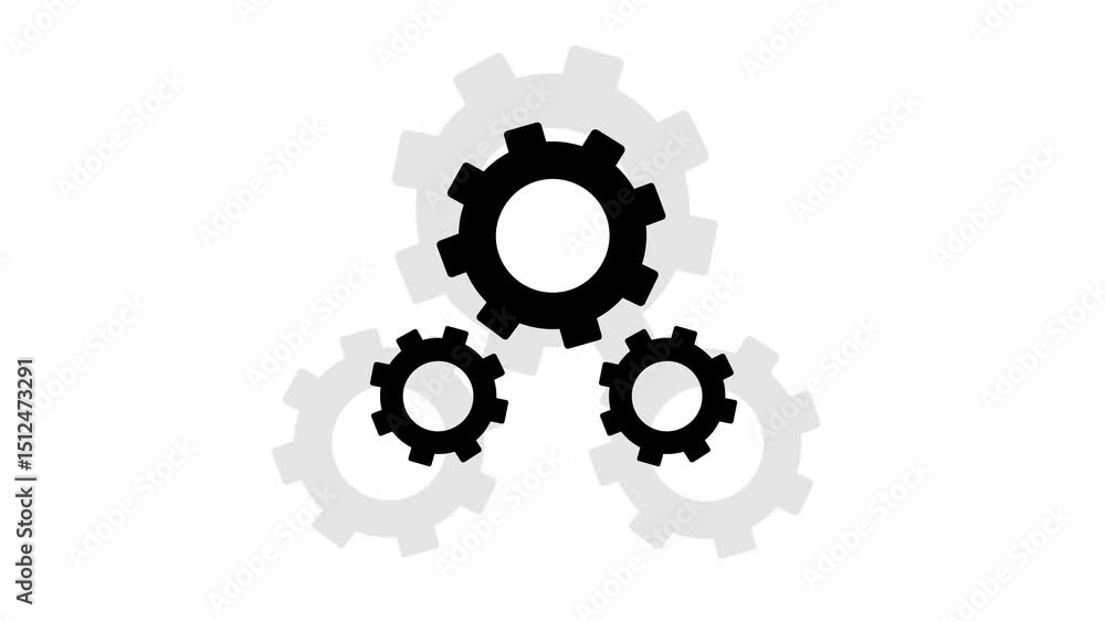 Animated cogwheel gears interlocking on white background illustrating teamwork and solutions Animated cogwheel gears interlocking on white background illustrating teamwork and solutions