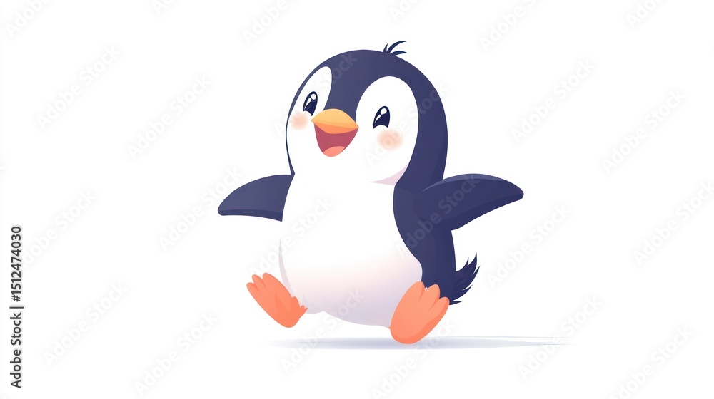 Naklejka premium A cheerful cartoon penguin in a playful pose