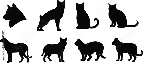 Cat and Dog Silhouette Art Collection