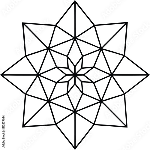 Geometric Star Outline Featuring Intricate Symmetrical Patterns