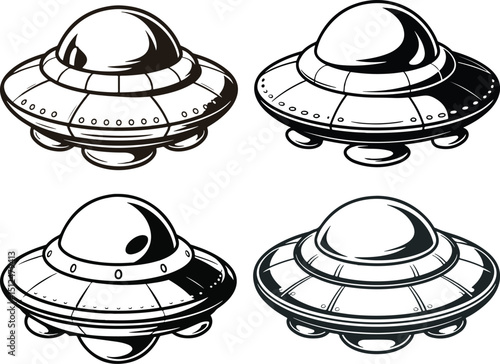 Space theme line art vector illustration