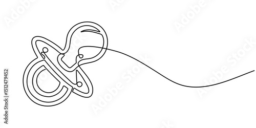 Pacifier for baby. Continuous line one drawing. Vector illustration. Simple line illustration, Pacifier for baby. Continuous line one drawing. Vector illustration. Simple line illustration.