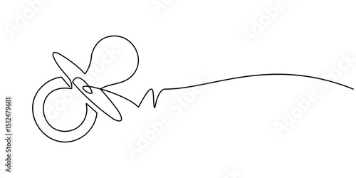 Pacifier for baby. Continuous line one drawing. Vector illustration. Simple line illustration, Pacifier for baby. Continuous line one drawing. Vector illustration. Simple line illustration.