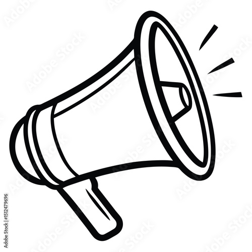 Isolated white background megaphone vector illustration icon, a communication sound equipment bullhorn