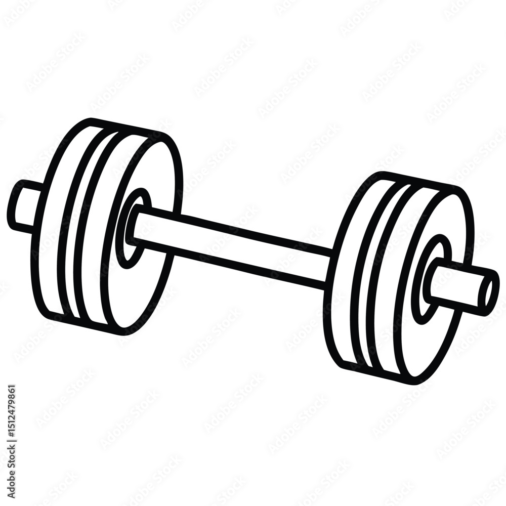 Fototapeta premium Isolated on a white background, the heavy metal dumbbell is essential gym equipment for fitness and strength training