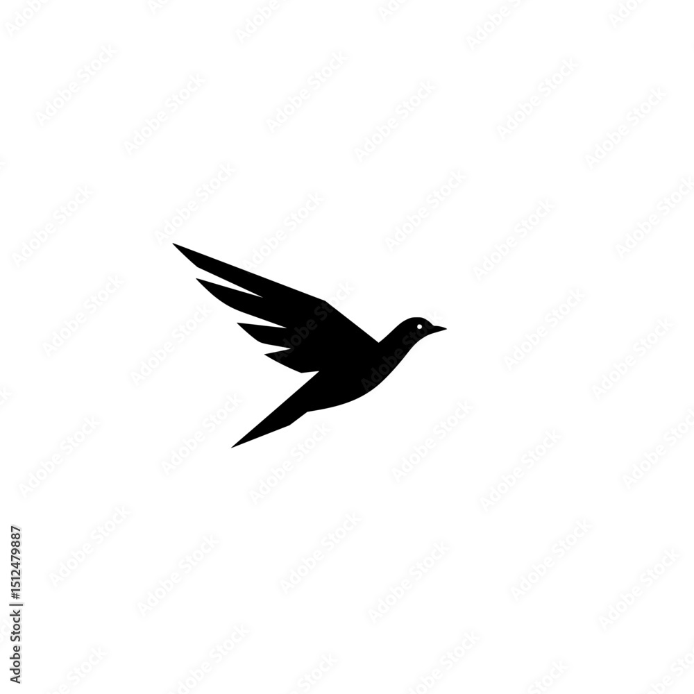 Obraz premium Silhouette bird flying vector illustration animal wildlife nature freedom peaceful avian design graphic art icon