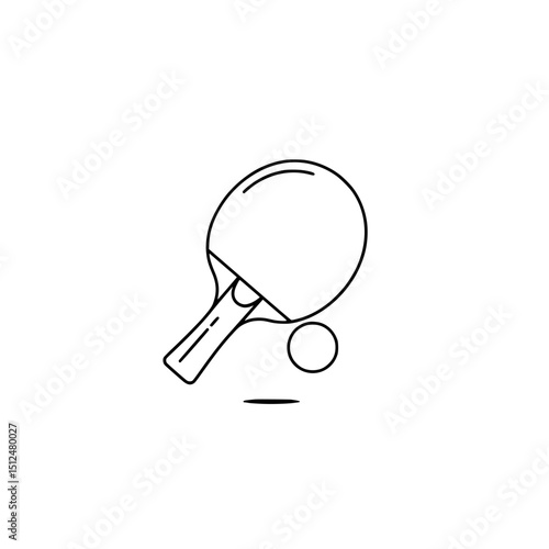 Table tennis racket and ball ping pong sport equipment game paddle outline vector illustration design icon art