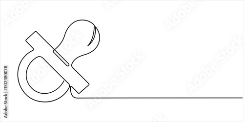 Pacifier for baby. Continuous line one drawing. Vector illustration. Simple line illustration, Pacifier for baby. Continuous line one drawing. Vector illustration. Simple line illustration.