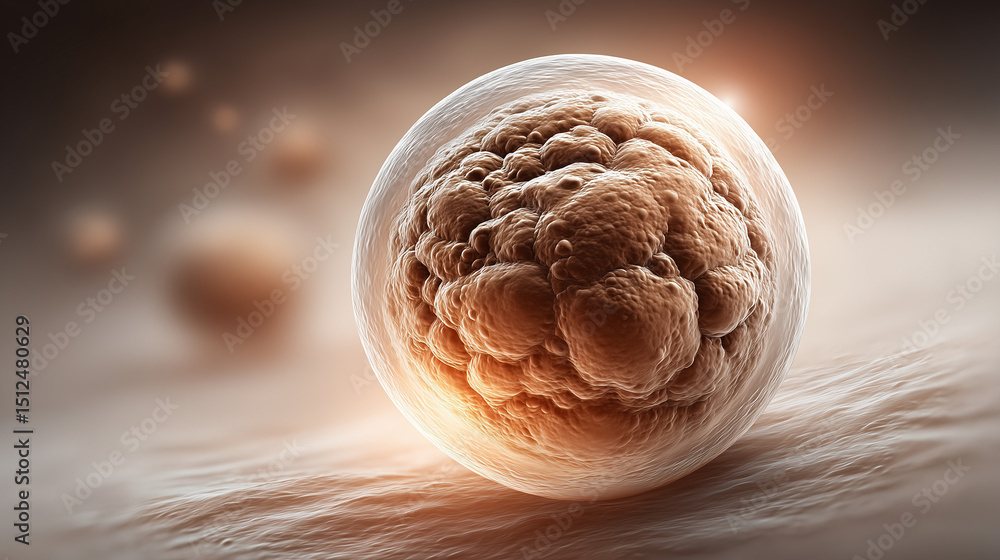 Fototapeta premium High-detail macro illustration of a single yeast cell in 3D 