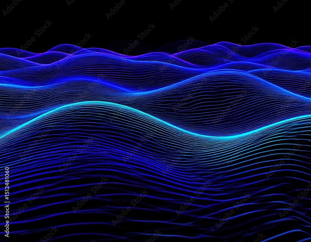 Fototapeta premium Glowing lines forming wave patterns like deep-sea currents.