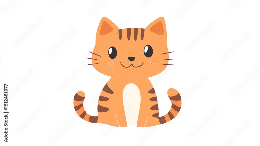 Fototapeta premium Cute orange tabby cartoon cat