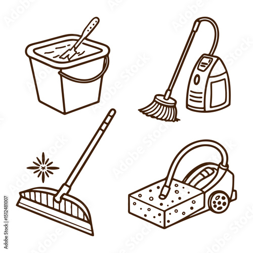 set of cleaning tools vector