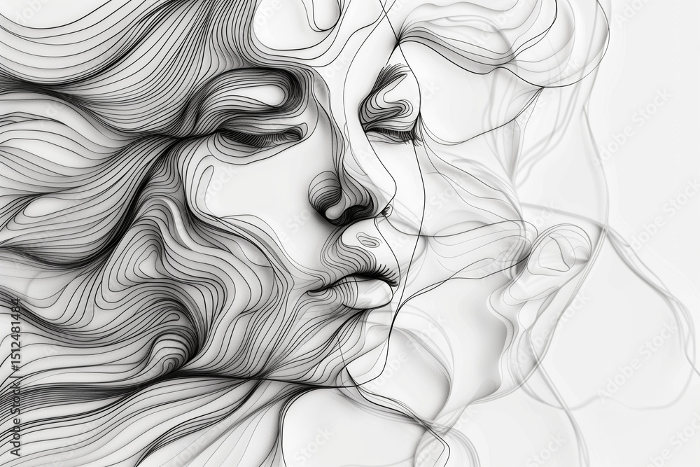 Fototapeta premium astarte.ai: Abstract Line Art Design with Geometric Flow 