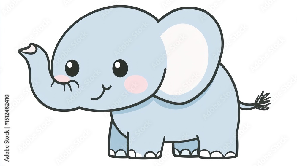 Obraz premium Cute light-blue elephant cartoon