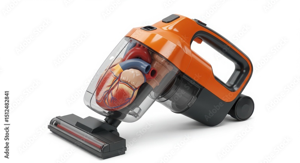 Heart inside a handheld vacuum cleaner concept Heart inside a handheld vacuum cleaner concept