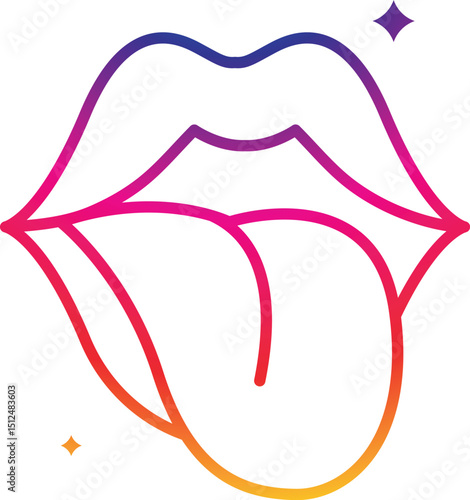 Lips patches collection. Vector illustration of sexy doodle woman's lips expressing different emotions, such as smile, kiss, half-open mouth, biting lip, lip licking, tongue out.