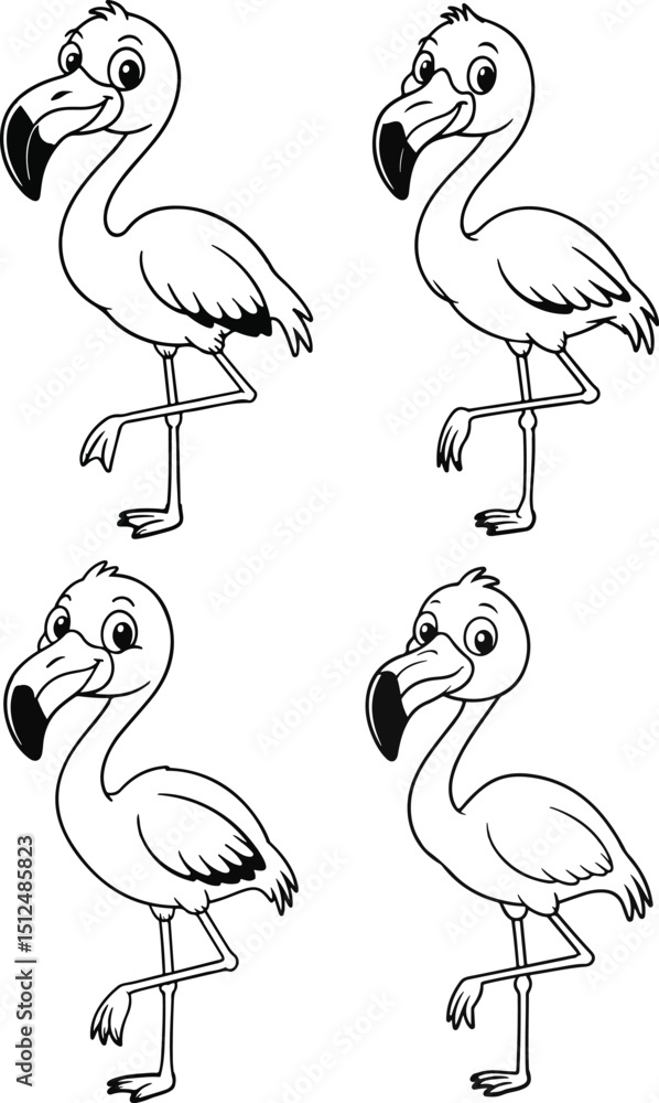 Naklejka premium Cute flamingo line art vector illustration