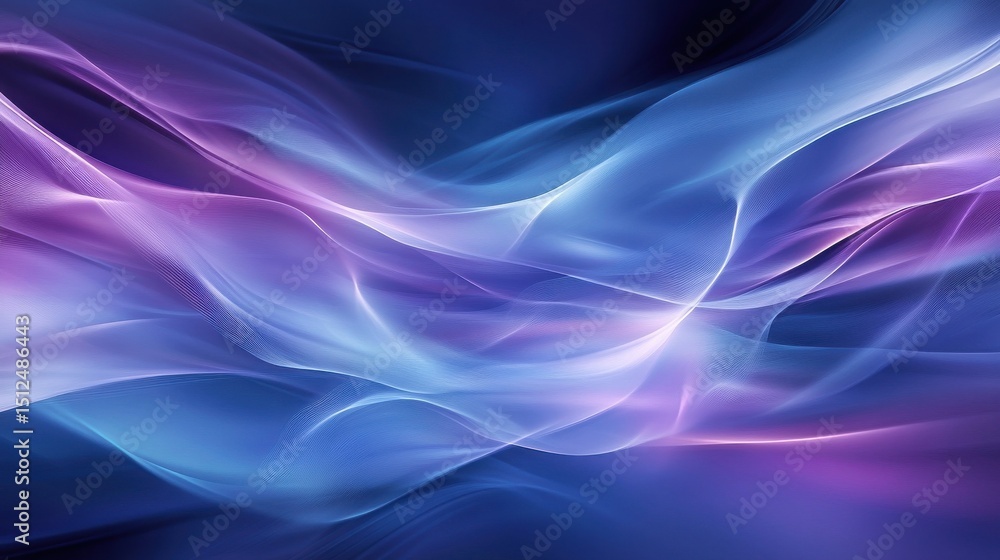 Obraz premium Digital waveforms in blue and purple, abstract background. Abstract digital background with flowing waves in vibrant blue and purple hues. Radiant lighting, flowing motion, deep textures
