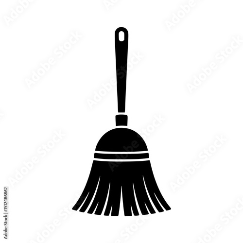 Black silhouette of a broom with bristles and a handle