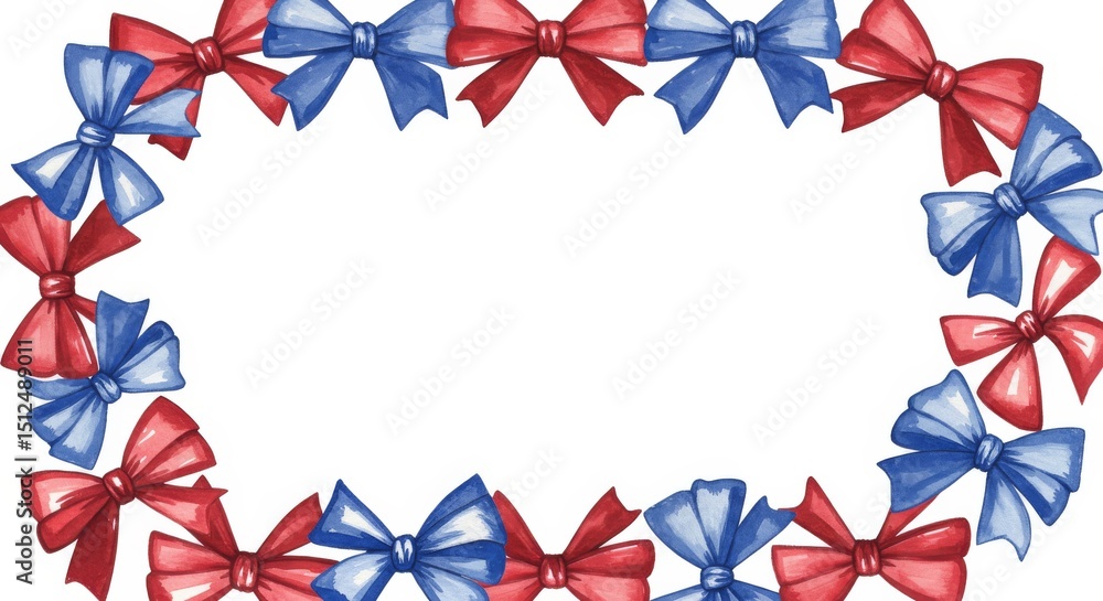 Obraz premium Watercolor Frame Made of Patriotic Ribbon Bows