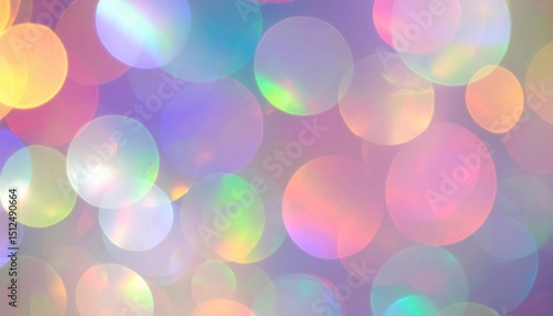 Abstract background of out-of-focus bokeh lights with vibrant pastel colors for a dreamy festive and magical atmosphere perfect for graphic design projects and presentations
