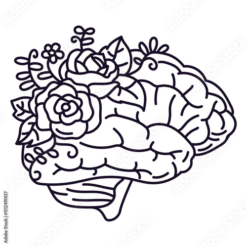 Brain and flowers stroke