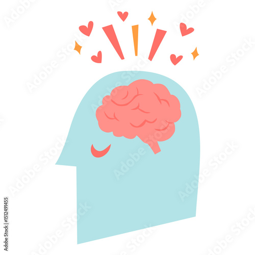 Head with brain flat