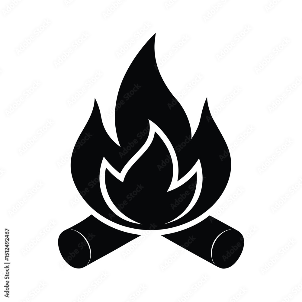 Campfire Blow Tube Icon Vector Illustration Campfire Blow Tube Icon Vector Illustration