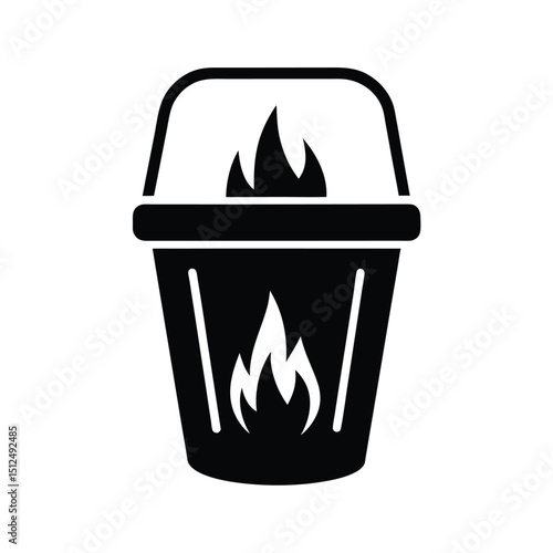 Campfire Ash Bucket Icon Vector Illustration