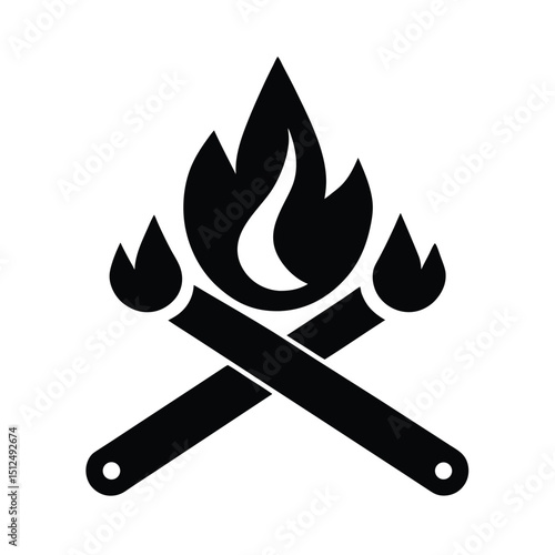 Campfire Ember Tongs Icon Vector Illustration