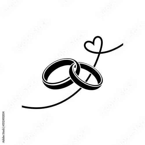 Timeless Bond: A delicate, artistic depiction of intertwined wedding rings and a tender heart, representing an eternal commitment and the beauty of love.