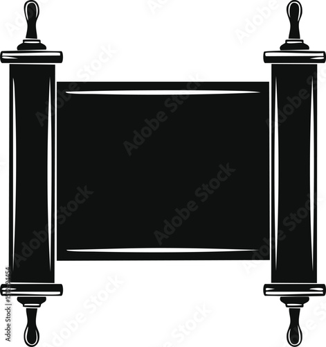 Hebrew Torah Silhouette Vector | Elegant Black Vector Art for Jewish Cultural Illustration
