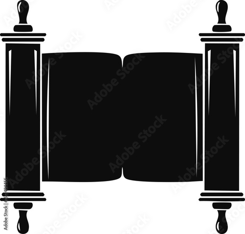 Hebrew Torah Silhouette Vector | Elegant Black Vector Art for Jewish Cultural Illustration