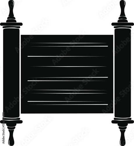 Hebrew Torah Silhouette Vector | Elegant Black Vector Art for Jewish Cultural Illustration