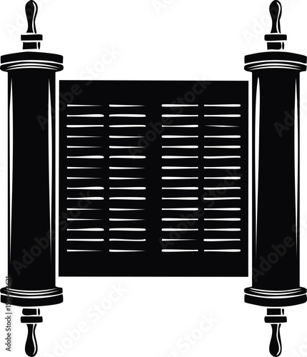 Hebrew Torah Silhouette Vector | Elegant Black Vector Art for Jewish Cultural Illustration