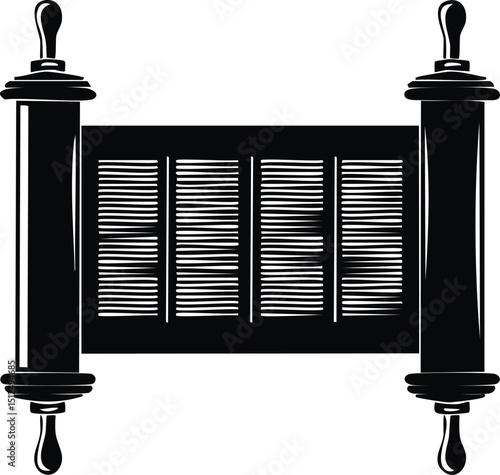 Hebrew Torah Silhouette Vector | Elegant Black Vector Art for Jewish Cultural Illustration