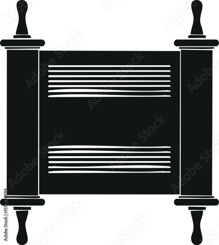 Hebrew Torah Silhouette Vector | Elegant Black Vector Art for Jewish Cultural Illustration