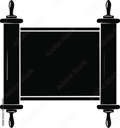 Hebrew Torah Silhouette Vector | Elegant Black Vector Art for Jewish Cultural Illustration