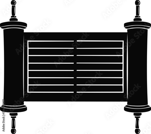 Hebrew Torah Silhouette Vector | Elegant Black Vector Art for Jewish Cultural Illustration