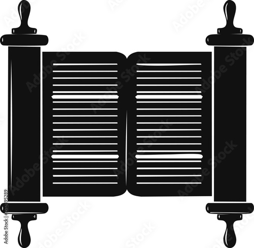 Hebrew Torah Silhouette Vector | Elegant Black Vector Art for Jewish Cultural Illustration