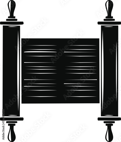 Hebrew Torah Silhouette Vector | Elegant Black Vector Art for Jewish Cultural Illustration