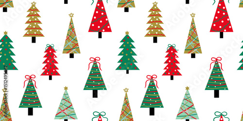 modern trendy seamless christmas new year trees pattern simple art elements for greeting cards paper design